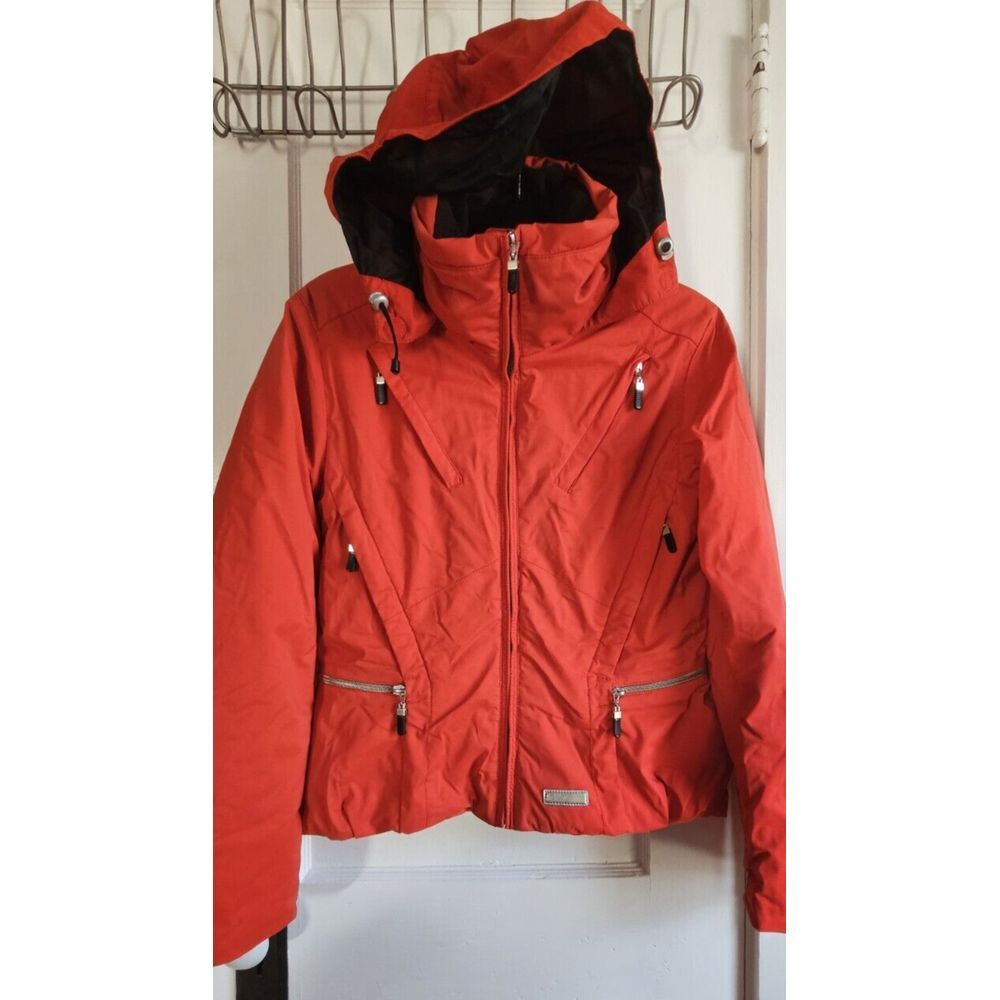 Vtg Killy packable hooded ski jacket coat red Recco Rescue system women Sz 6